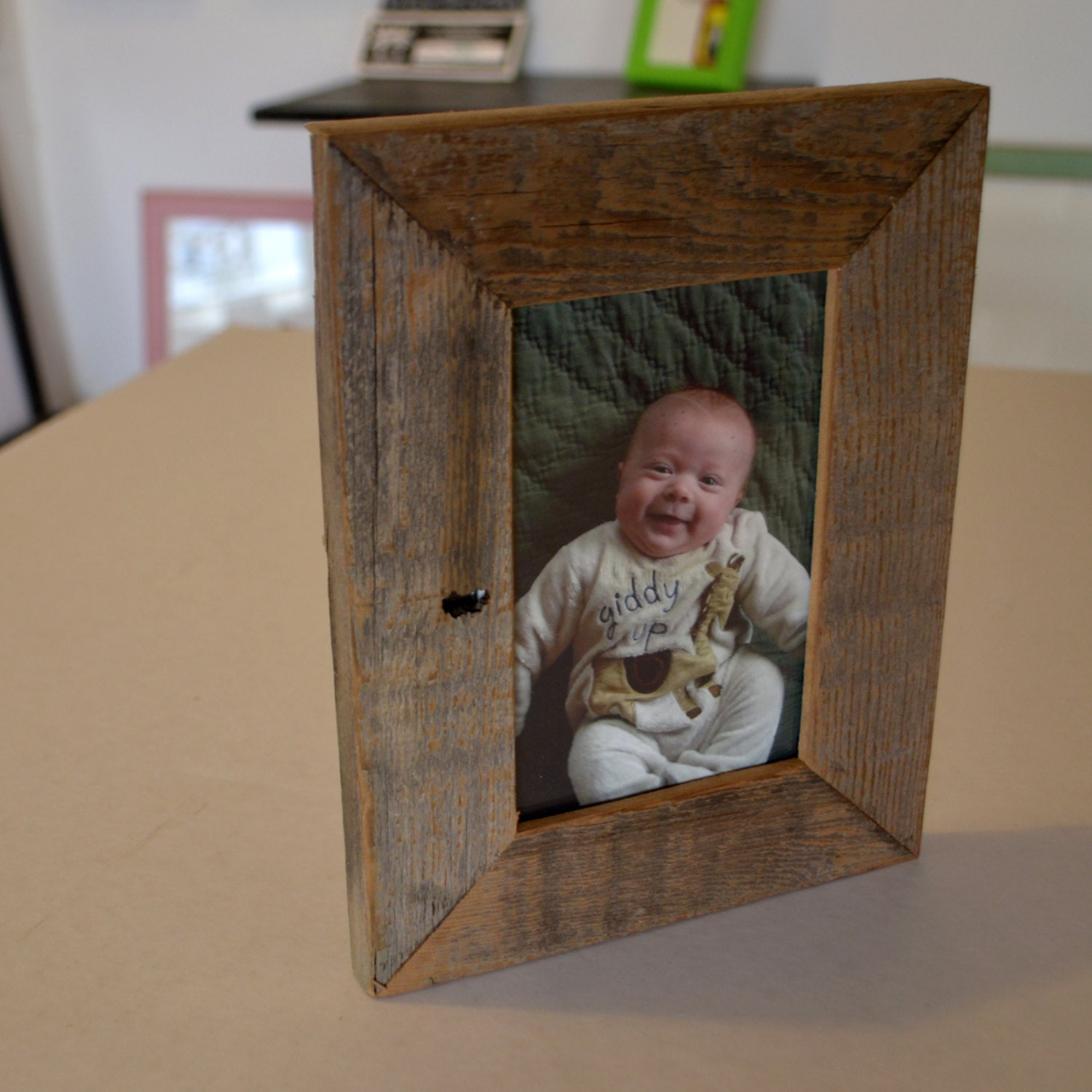 4x6 Picture Frame in 1.5 Wide Rustic Natural by signedandnumbered