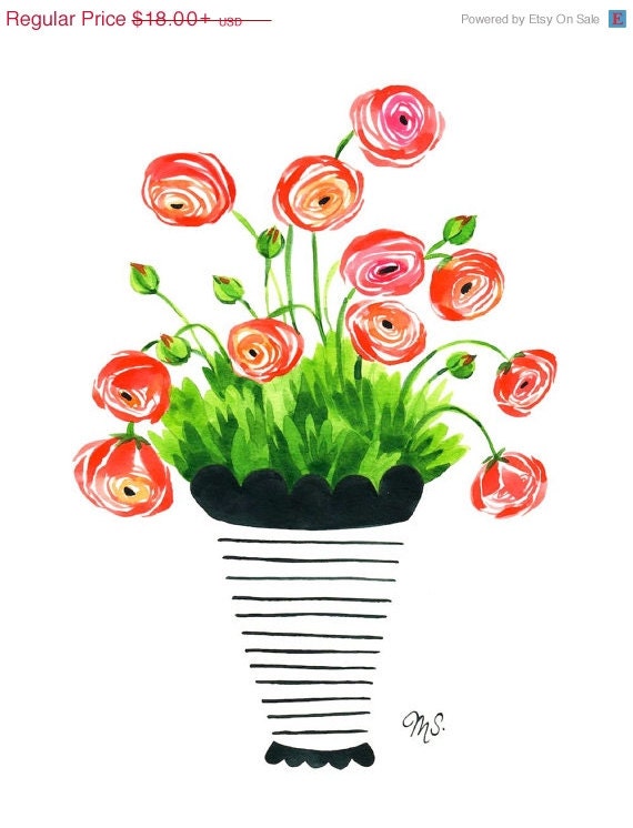 Modern Floral Illustration- Ranunculus