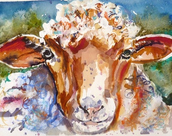 Mixed Media Sheep Print by Maure Bausch