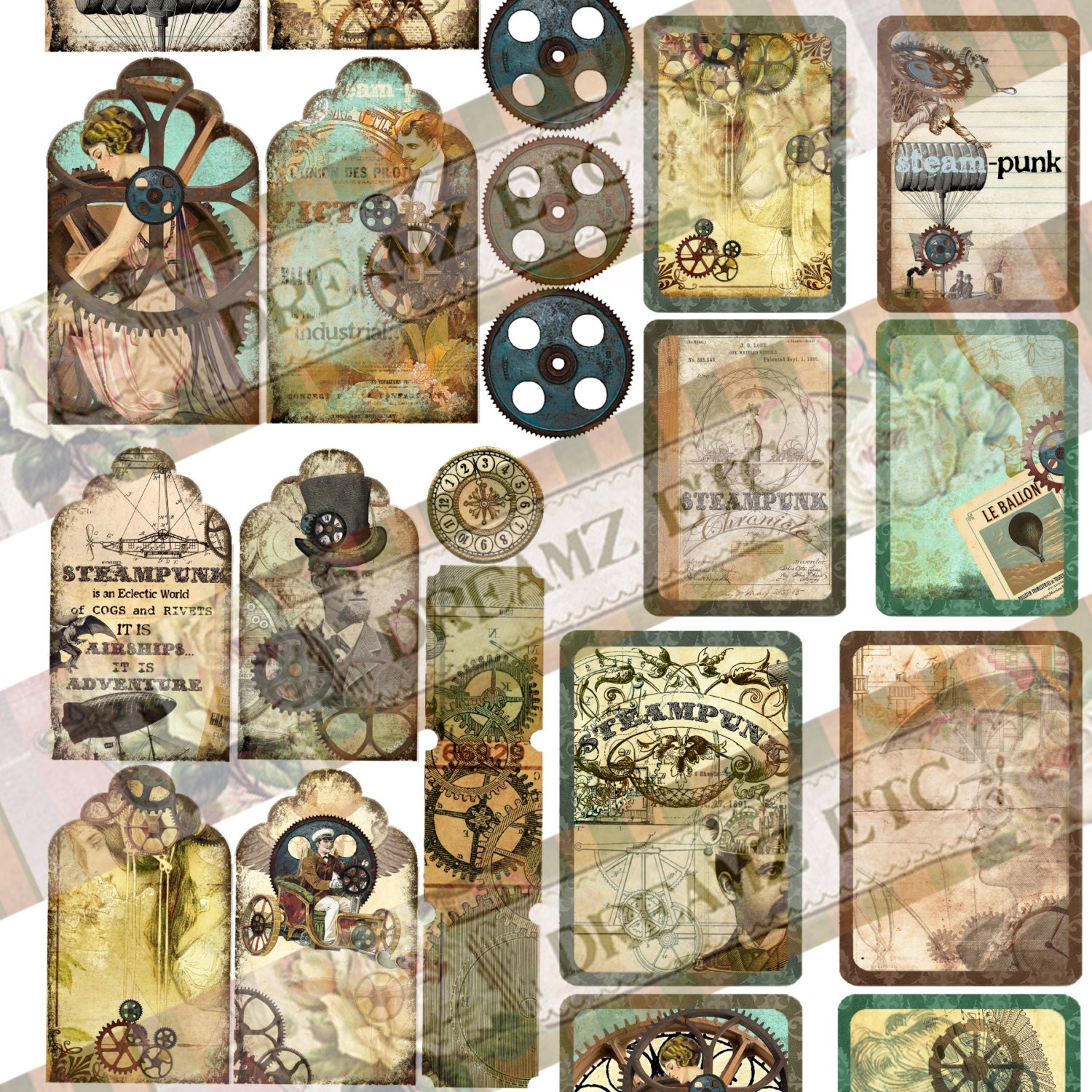 NEW! Digital Kit "STEAMPUNK CHRONICLES Ephemera" -  Great for Scrapbooking, Journals, Card Making and Mixed Media Projects
