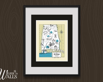 Personalized Map of Alabama, Wedding Gift, Housewarming Gift, Alabama ...