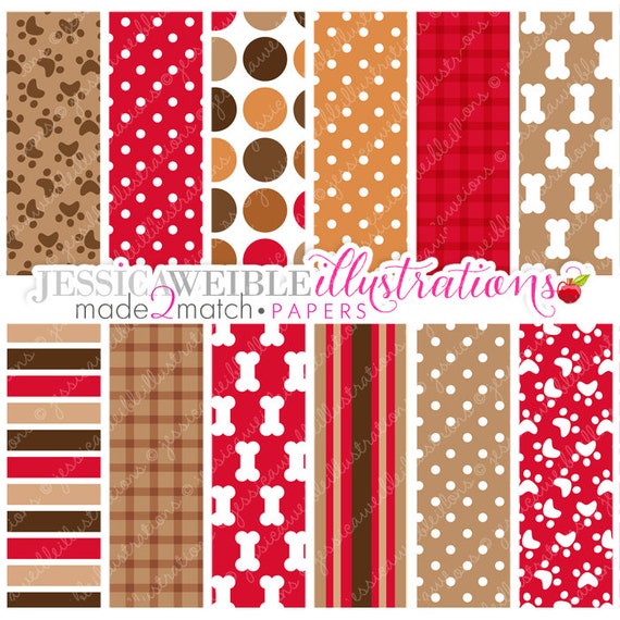 Dog Days Cute Digital Papers Backgrounds for Invitations, Card Design, Scrapbooking, and Web Design Il_570xn