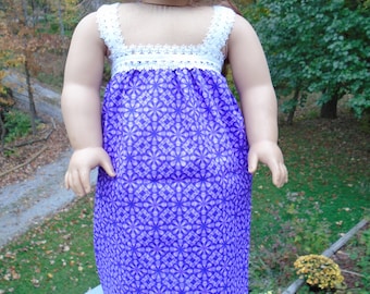 18 Inch Doll Clothes, purple flower nightgown for 18 inch doll