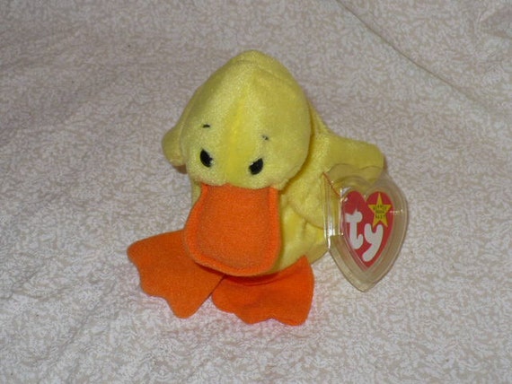 Quakers The Duck Ty Beanie Babie 1993 Vintage Stuffed Animal Toy Duck Reserved for T&K Auction
