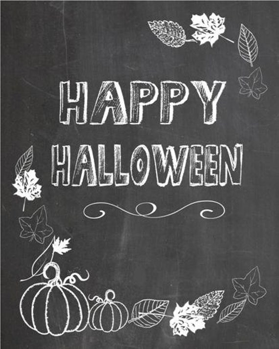 Happy Halloween Chalkboard poster sign yard sign Instant