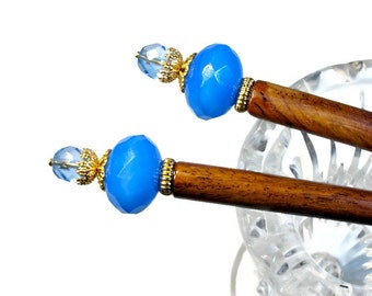 Sky Blue Hair Sticks, Blue Hairsticks, Hair Chopsticks, Sticks, Prom Accessories, For Messy Bun, PAIR