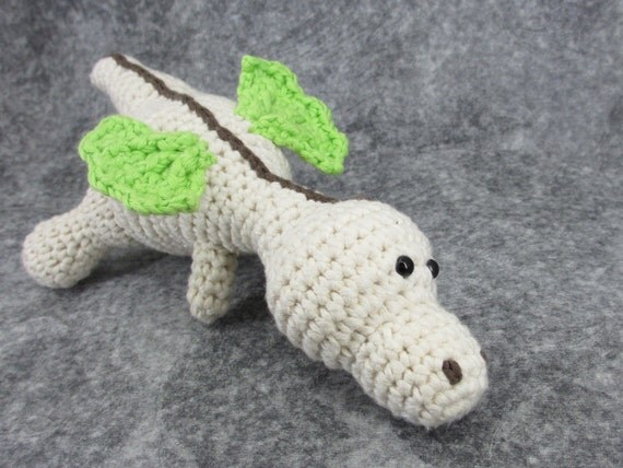 Baby dragon soft rattle crochet stuffed toy organic cotton