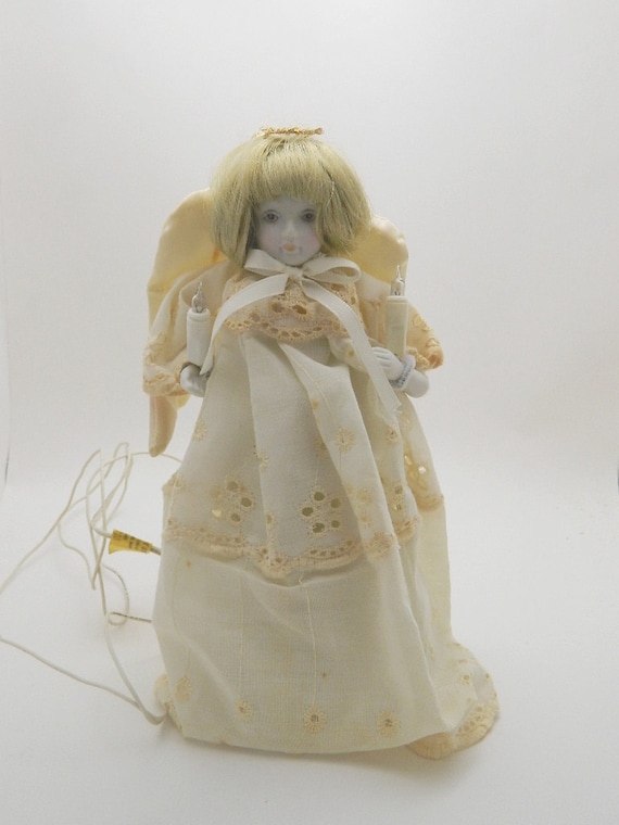 electrified porcelain head angel 10 light tree topper kurt electrified porcelain head angel 10 light tree topper kurt