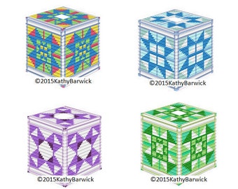 Plastic Canvas EZ PC Tissue Box Cover Pattern Set One Instant Download
