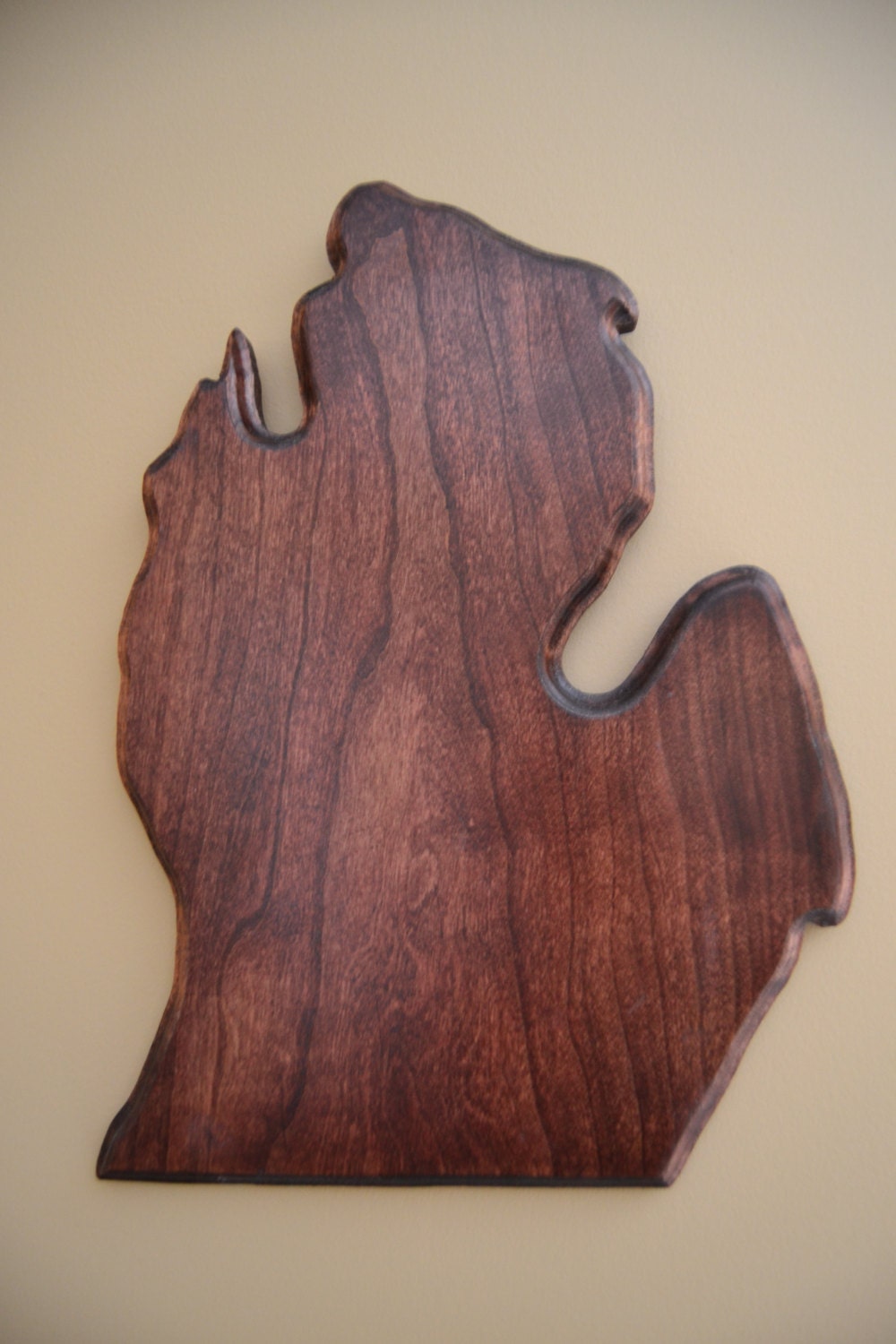 Cherry Wood Michigan Plaque for European Deer Head Mount