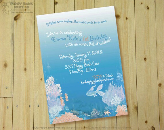 OCEAN BLUE Invitation - Personalized Printable Il_570xn