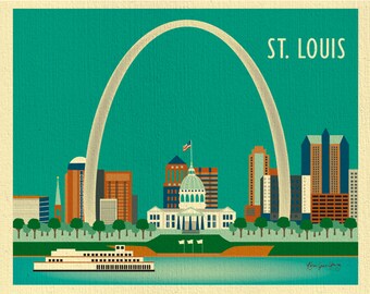 St. Louis Skyline Art Print, St. Louis Wall Art, St. Louis Ach, St. Louis Map Print, St. Louis Nursery Room, Loose Petals - style E8-O-STL
