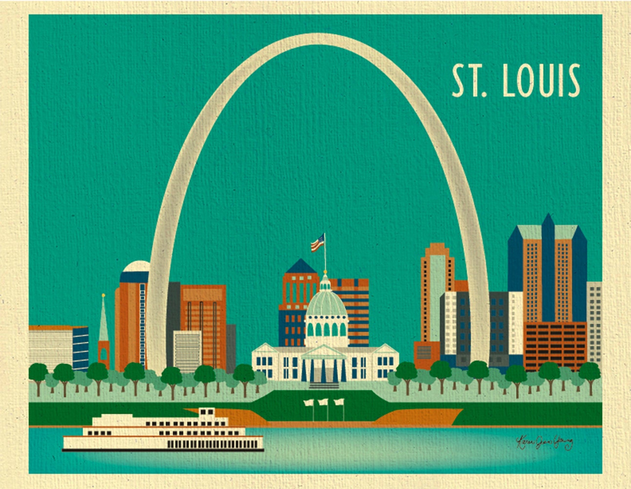 St. Louis Skyline Art Print St. Louis Wall Art St. Louis