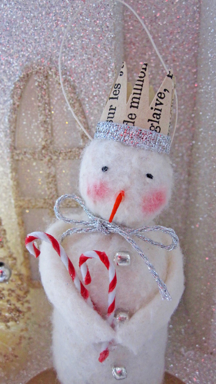 Unique Handmade Christmas Snowman Ornament has a Big Personality