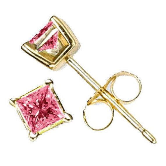 pink diamonds earrings 14k gold