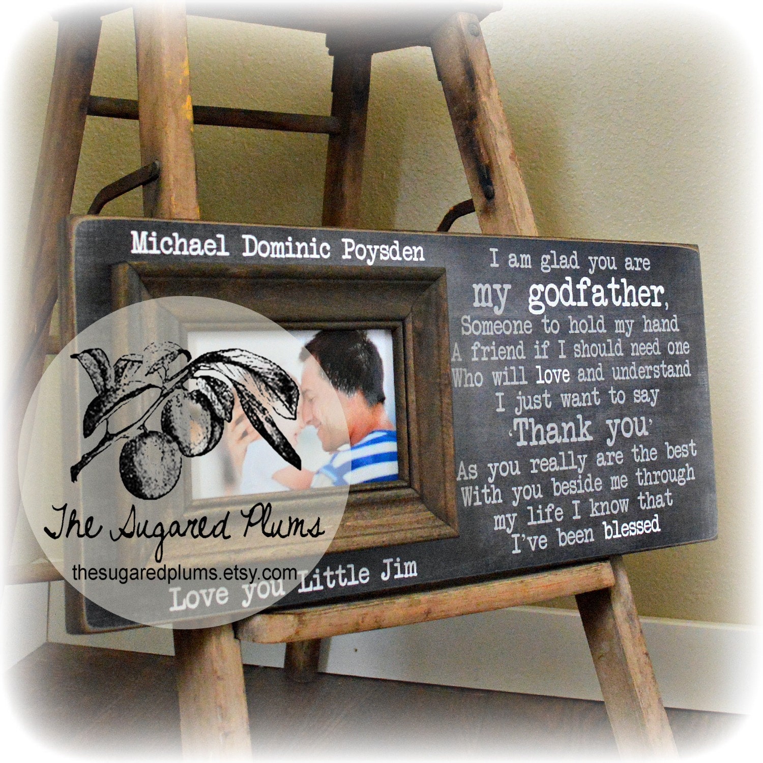 Godfather Gift Godfather Frame Baptism Gift for Godparents
