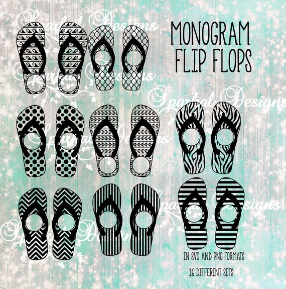 Flip Flop Monogram SVG Frames Summer by SparkalDigitalDesign