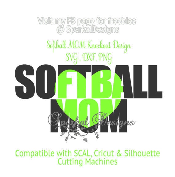 Download Softball MOM SVG Knockout Cutting File by SparkalDigitalDesign