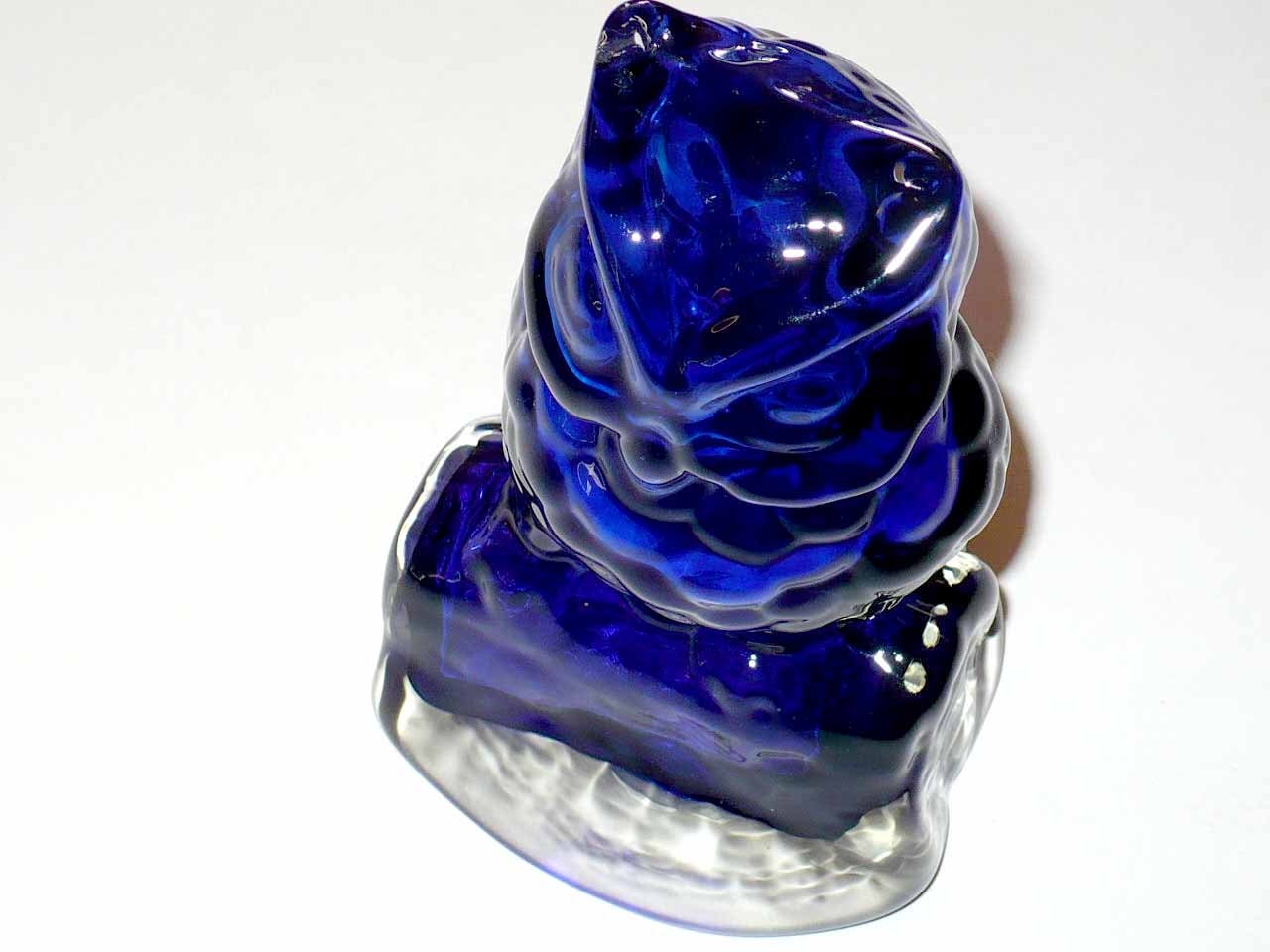 blue glass owl figurine