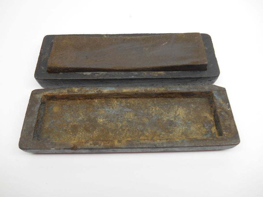 Antique Wood Block Oil Stone Knife Sharpener