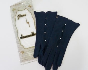 navy blue evening gloves