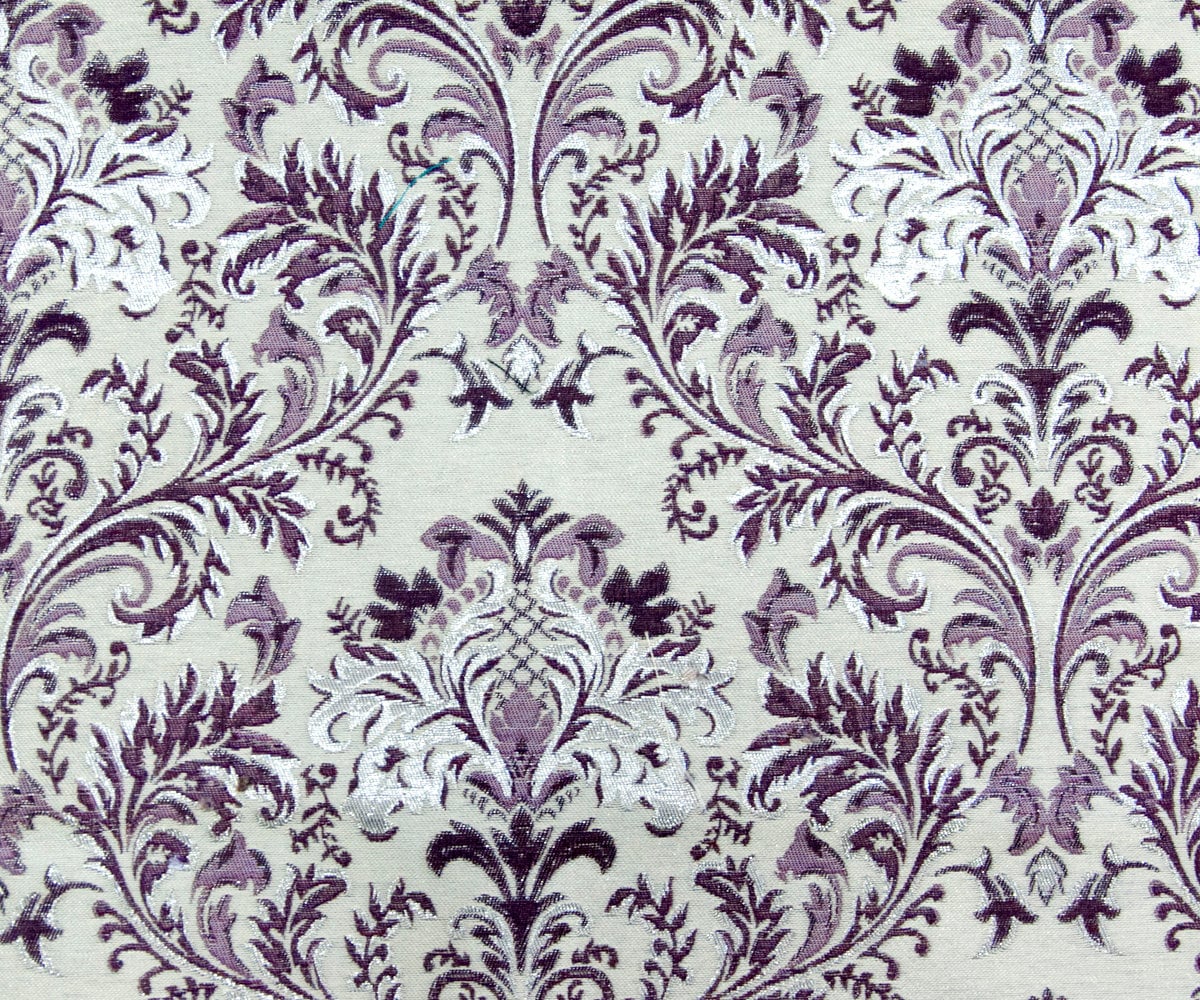 Purple & Silver Damask SO Fabric By The Yard Curtain Fabric