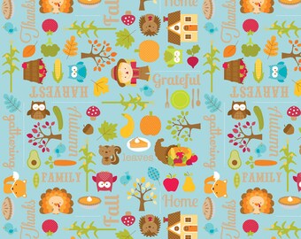 Riley Blake Happy Harvest C4030-BLUE 1/2 Yard Free Shipping Fabric for Quilting