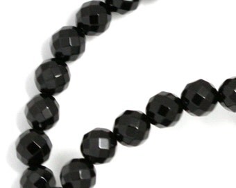 Black Onyx Beads - 6mm Faceted Round