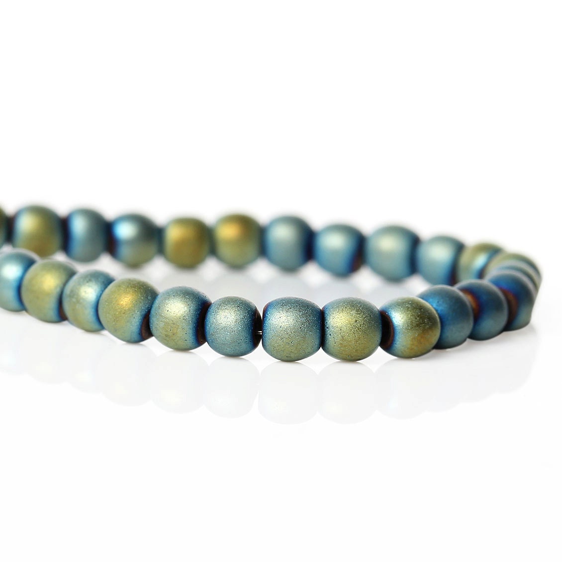 Natural Hematite Beads Frosted Blue Green 4mm 3/16 1