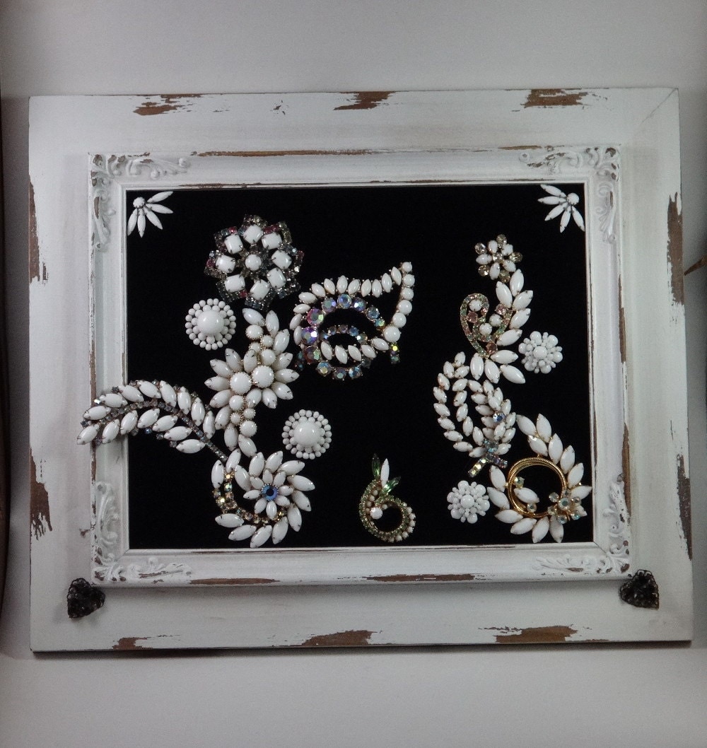 Jewelry Art Framed Vintage Jewelry Art Wall by RegalRabbitVintage