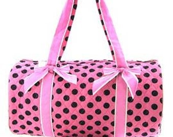 Personalized 20" Duffle Bag Dance Bag/Ballet Bag/PINK with BLACK Polka Dots LUGGAGE