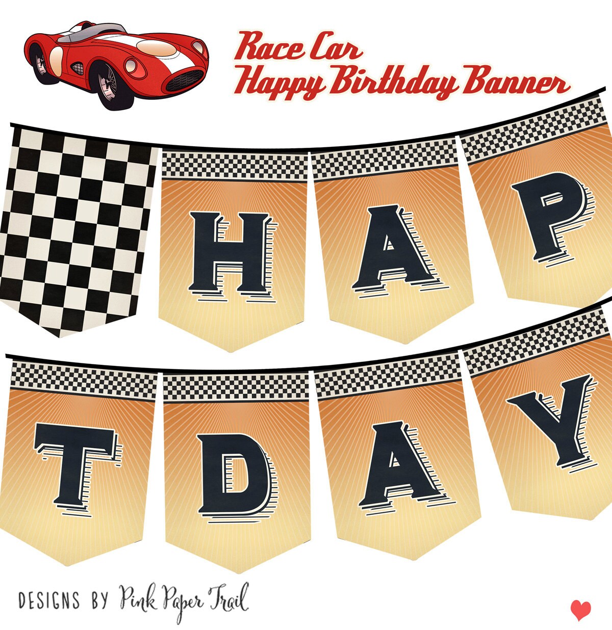thumbnail image 2 of Racing Themed Happy Birthday Banner - 40 Inch, 2-Piece, For Car Fan Party Decorations 2 of 10