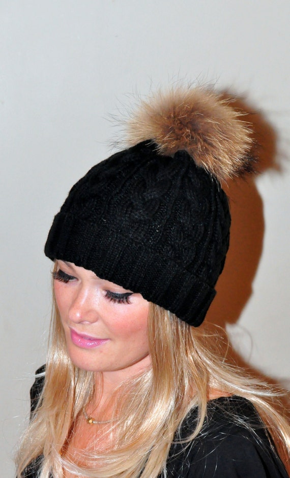 create own pom your hat pom Hat Ski Hat Pom Hat Pom Fur Hat Fur Raccoon Pom Cabled Women SALE Pom