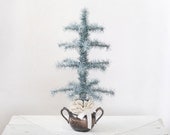 Sugar Bowl Tinsel Tree - Handmade Aqua Blue Christmas Centerpiece