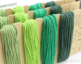 Hemp Twine, Emerald Color Card- High Quality 20lb 1mm Four Pack Craft Cord