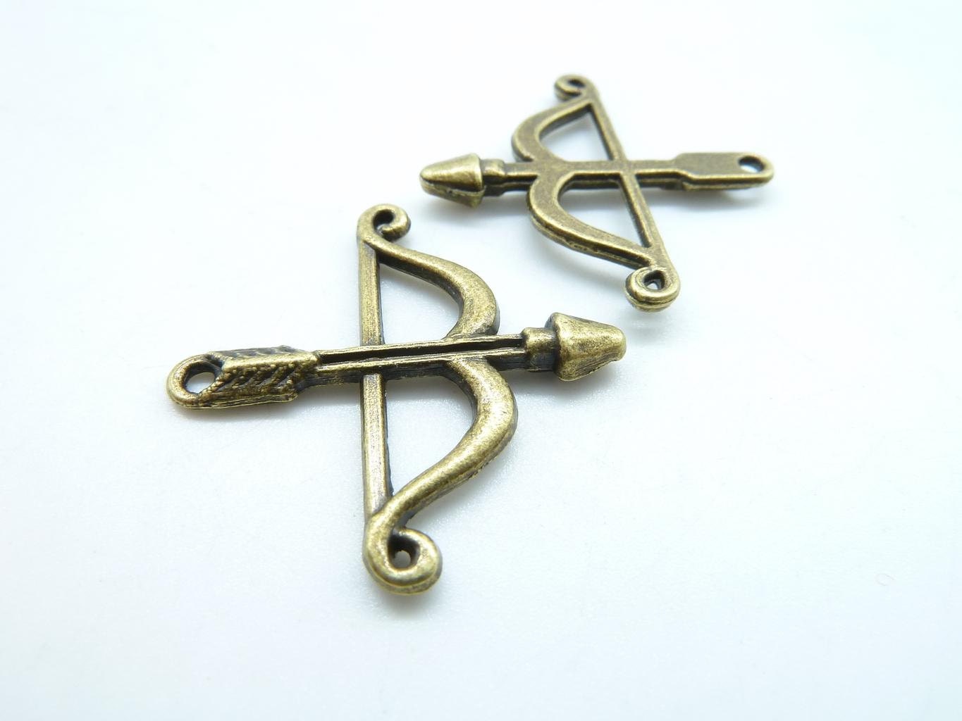 15pcs 25x26mm Antique Bronze Bow and Arrow Charm Pendant
