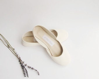 cream leather ballet flats