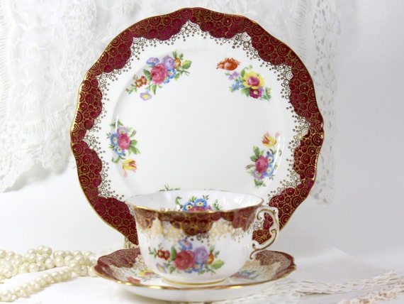 Vintage vintage Saucer Trio Side Hammersley Plate China Cup  cup   and  Bone saucer trios and