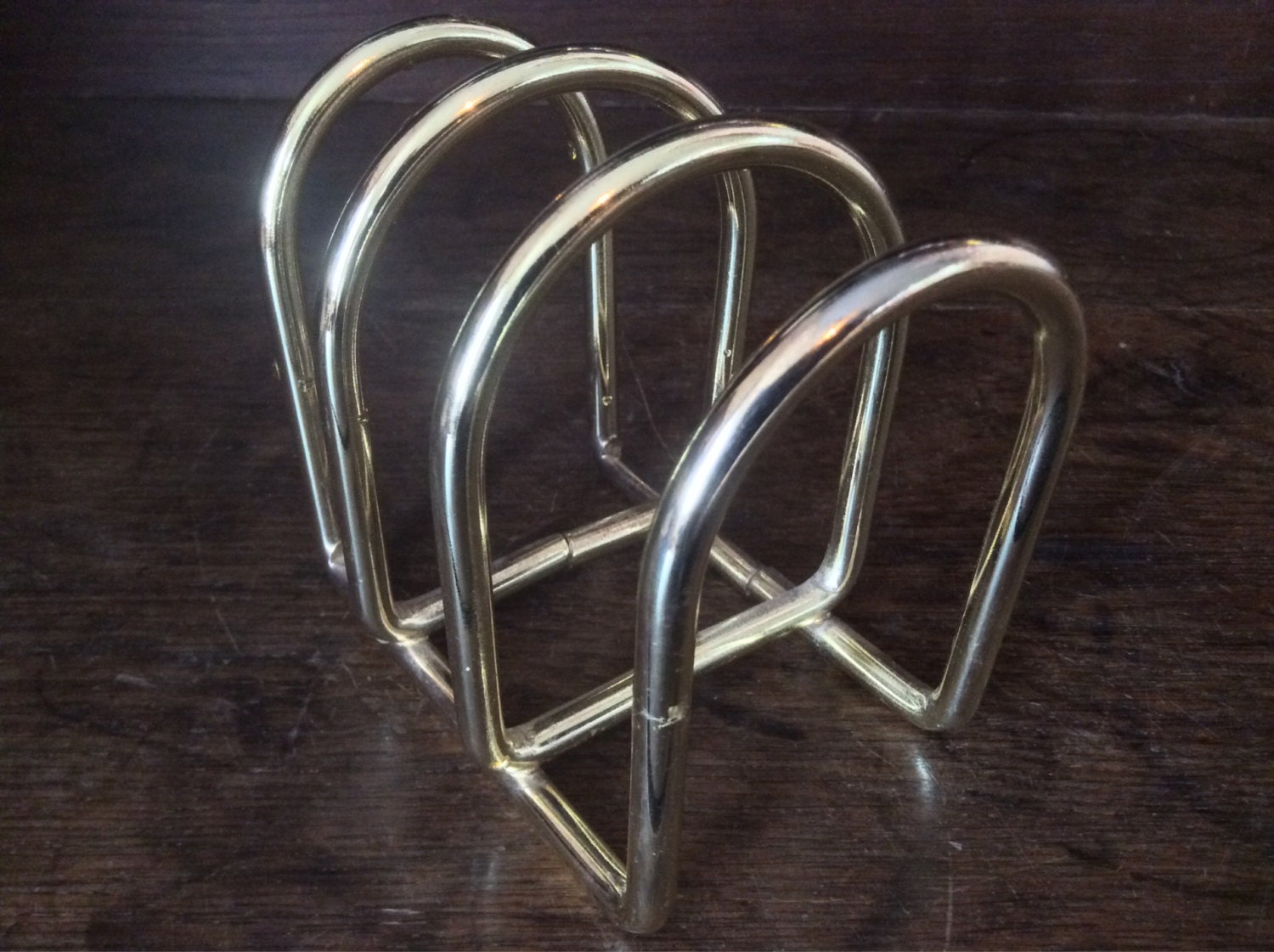 Retro Heavy Toast Rack Gold Brass Coloured Metal / English Shop Haute