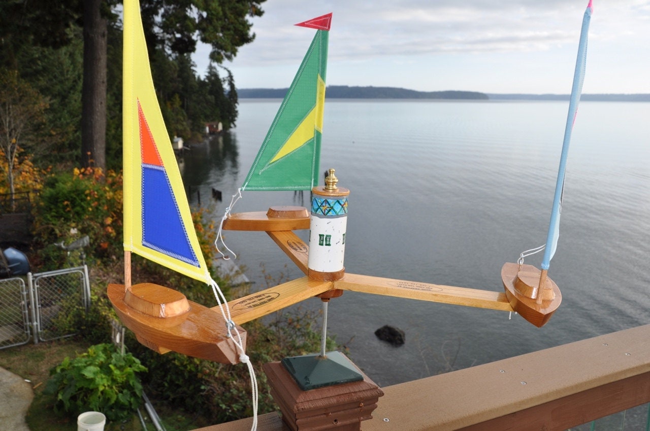Three Boat Sailboat Whirligig