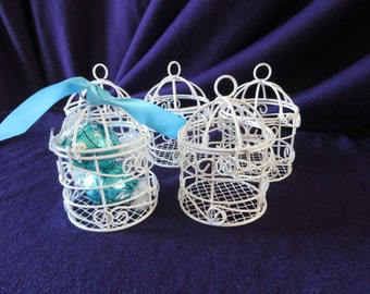 Mini Bird Cage table decoration - white mini bird cage - 2" diameter x 3 1/4" high