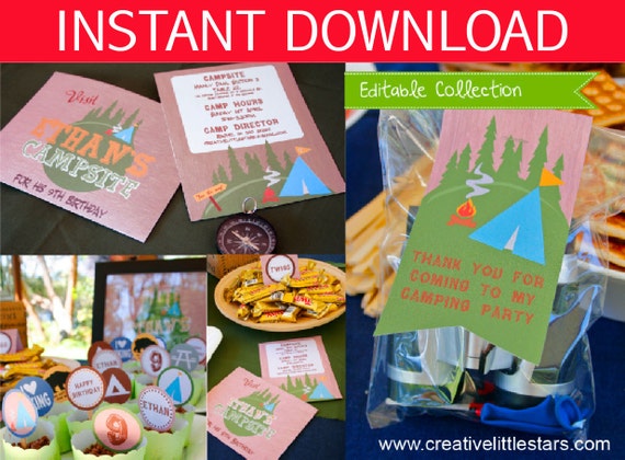 Camping Party DIY Printable Kit - INSTANT DOWNLOAD Il_570xn