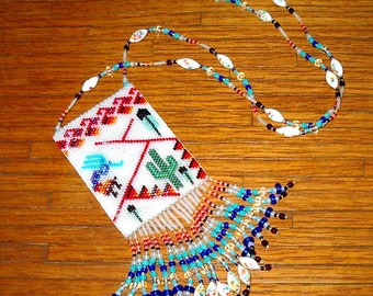 Kokopelli Necklace, Amulet Bag, Native American Inspired, Southwestern, Hand Made in the USA