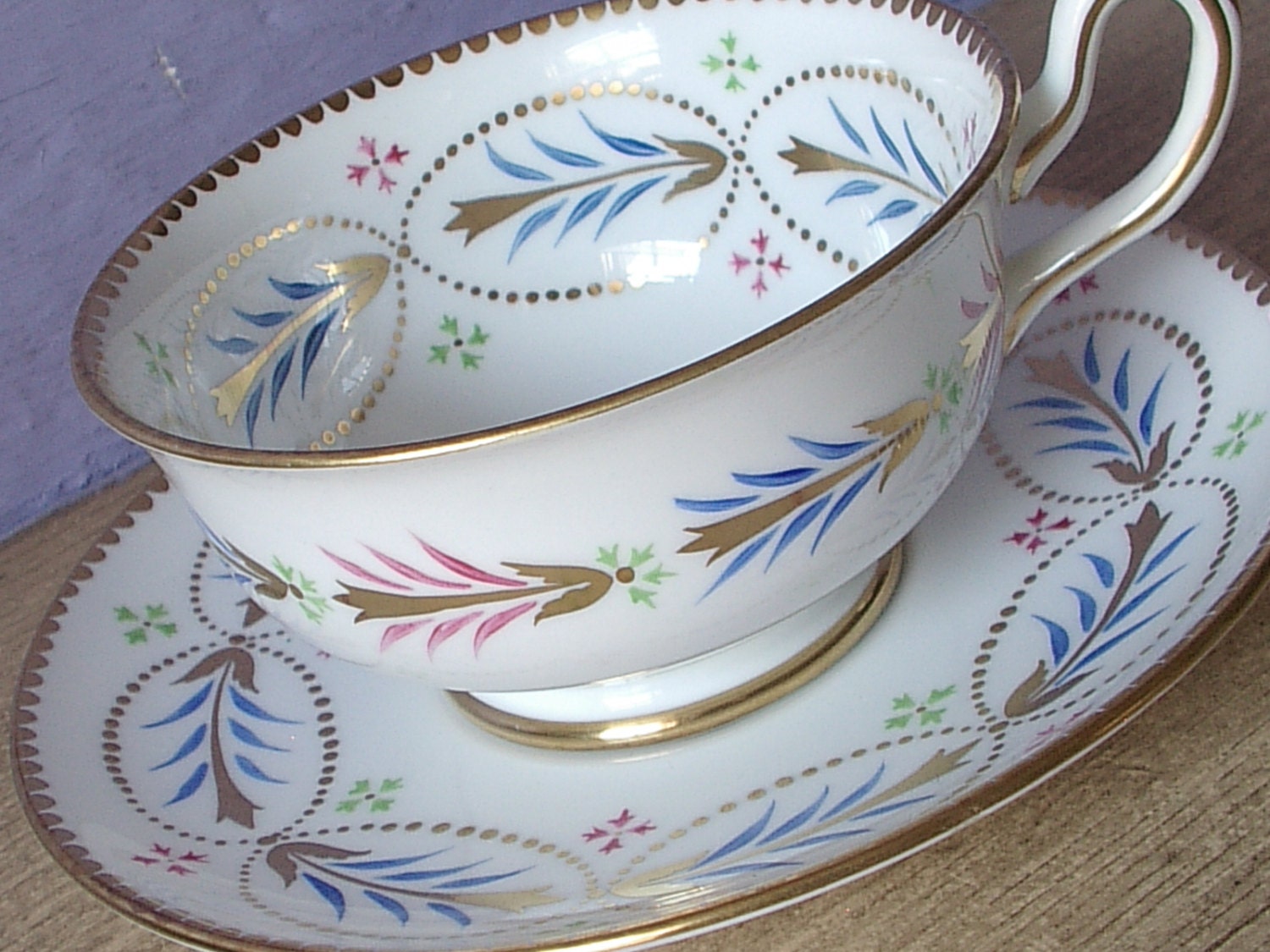 Antique English tea cup and saucer Royal Chelsea by ShoponSherman