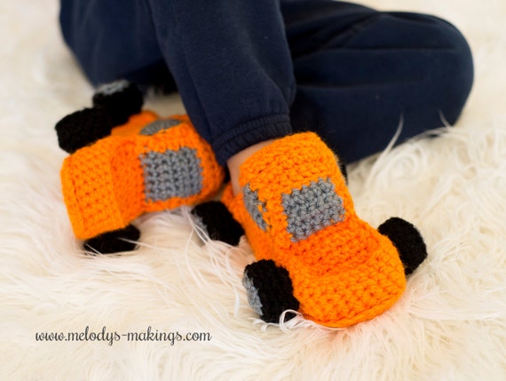 Slippers Crochet Pattern for Boys Monster Truck by MelodysMakings