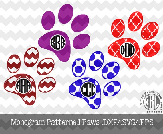 Monogram Patterned Paw Print Decal Files .DXF/.SVG/.EPS for