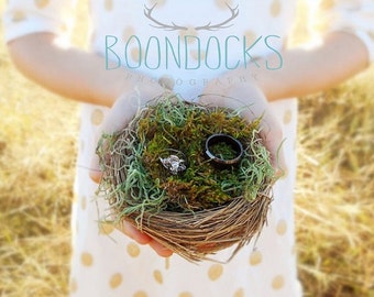 Bird Nest Ring Pillow Ring Bearer Pillow Alternative Wedding Ring Holder Bird Nest Moss Wedding Decor Down In The Boondocks