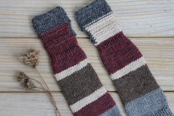 Hand knit arm warmers / urban rustic / cottage by MaybeTheWhiteDog