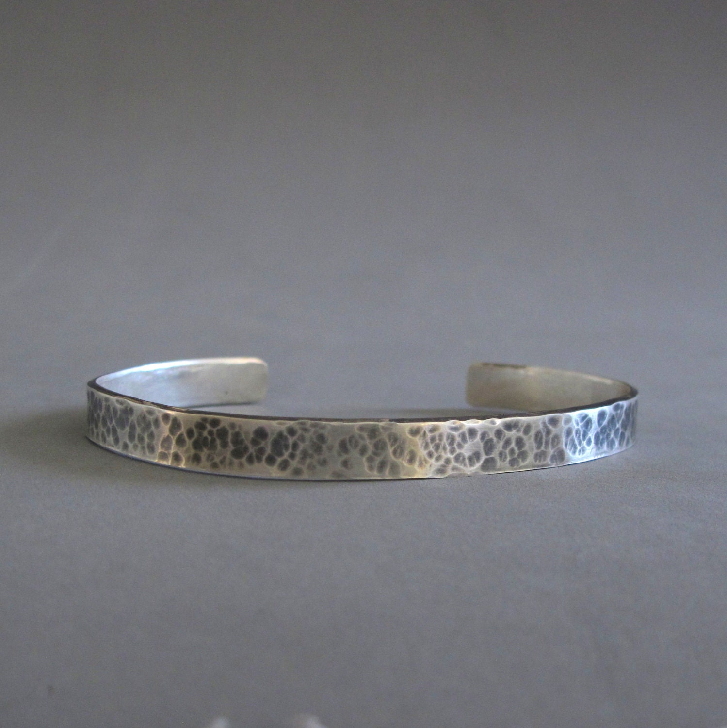 Mens cuff Oxidized silver bracelet Sterling silver hammered