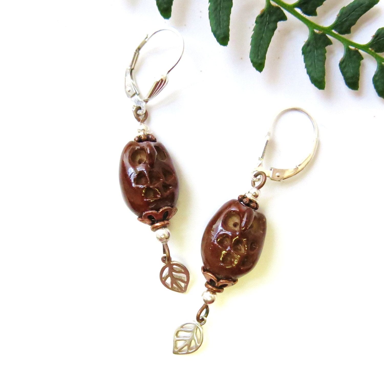 Pottery Bird Earrings USA Handmade Artisan Blue Bird Focal